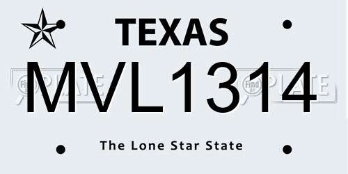 MVL1314 Texas License Plate