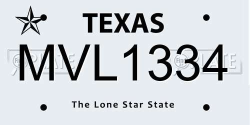 MVL1334 Texas License Plate