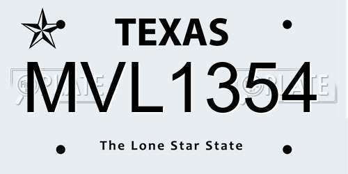 MVL1354 Texas License Plate
