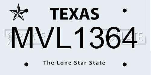 MVL1364 Texas License Plate