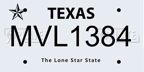 MVL1384 Texas License Plate