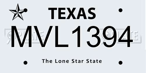 MVL1394 Texas License Plate