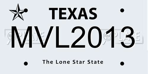 MVL2013 Texas License Plate