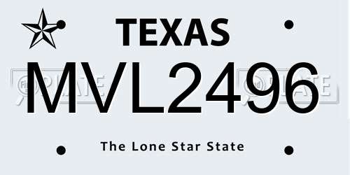 MVL2496 Texas License Plate