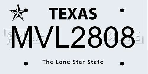 MVL2808 Texas License Plate