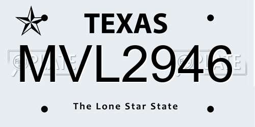 MVL2946 Texas License Plate
