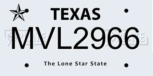 MVL2966 Texas License Plate