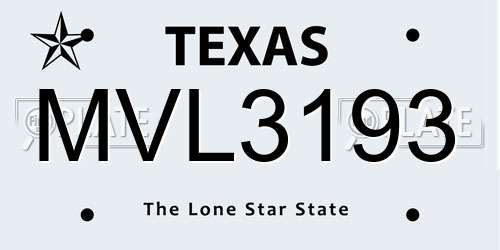 MVL3193 Texas License Plate