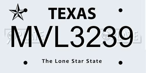 MVL3239 Texas License Plate
