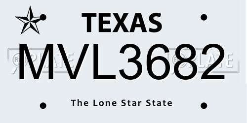 MVL3682 Texas License Plate
