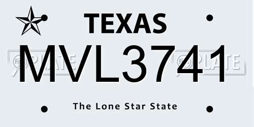 MVL3741 Texas License Plate