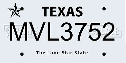 MVL3752 Texas License Plate