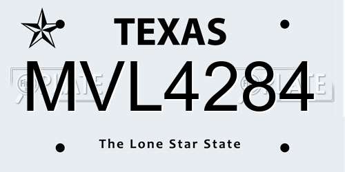 MVL4284 Texas License Plate