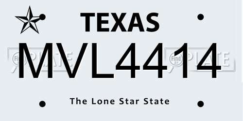 MVL4414 Texas License Plate