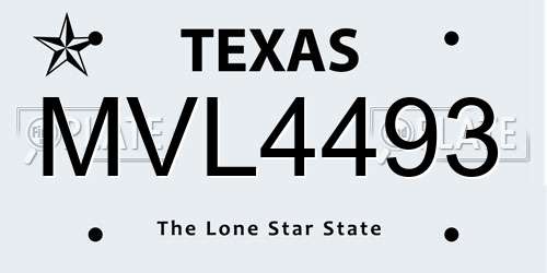 MVL4493 Texas License Plate