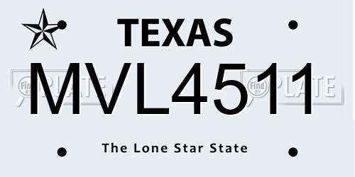 MVL4511 Texas License Plate