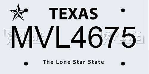 MVL4675 Texas License Plate