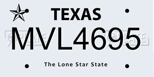 MVL4695 Texas License Plate