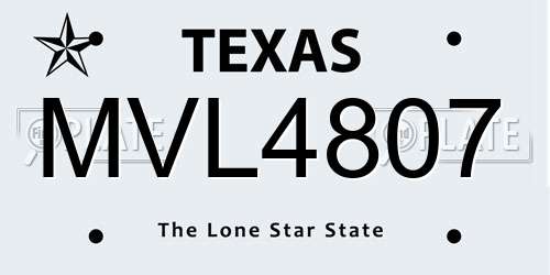 MVL4807 Texas License Plate