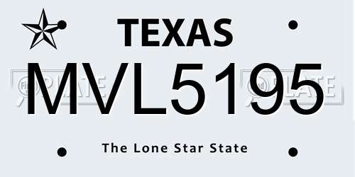 MVL5195 Texas License Plate