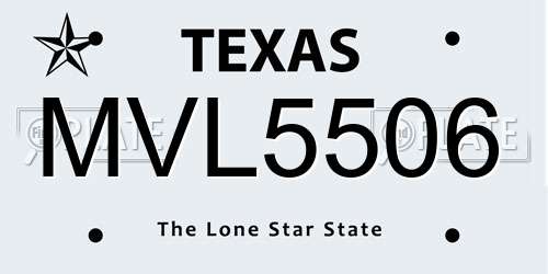 MVL5506 Texas License Plate