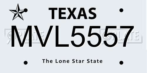 MVL5557 Texas License Plate