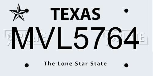 MVL5764 Texas License Plate