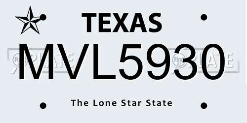 MVL5930 Texas License Plate