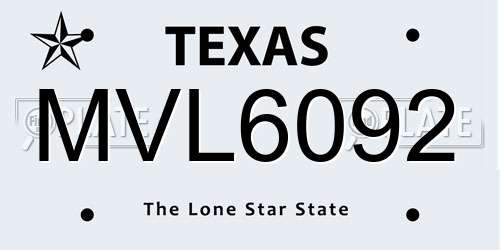 MVL6092 Texas License Plate