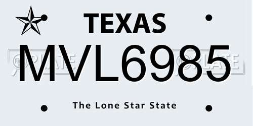 MVL6985 Texas License Plate