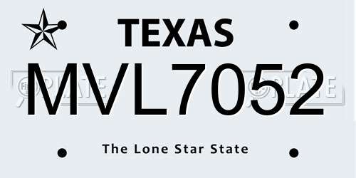 MVL7052 Texas License Plate