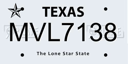 MVL7138 Texas License Plate