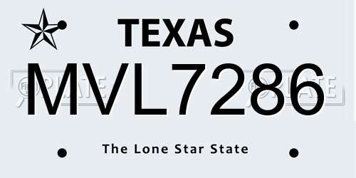 MVL7286 Texas License Plate