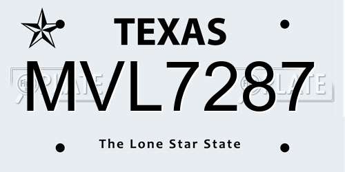 MVL7287 Texas License Plate