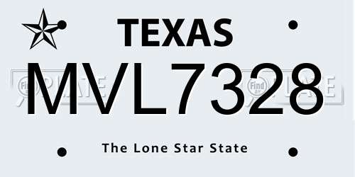 MVL7328 Texas License Plate
