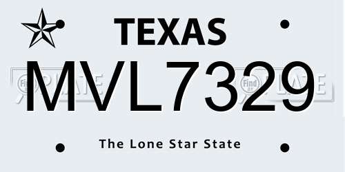 MVL7329 Texas License Plate