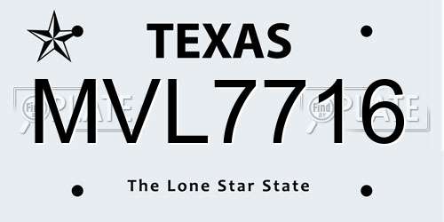 MVL7716 Texas License Plate