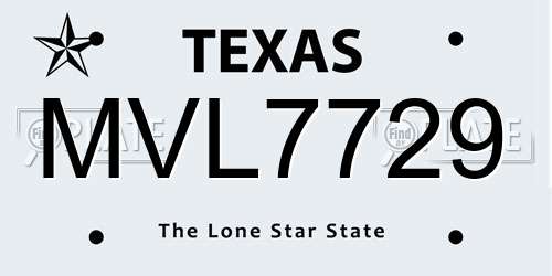 MVL7729 Texas License Plate
