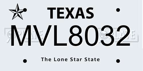 MVL8032 Texas License Plate