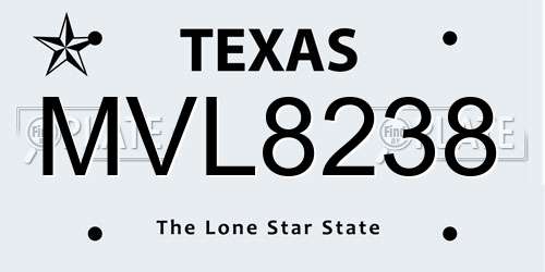MVL8238 Texas License Plate