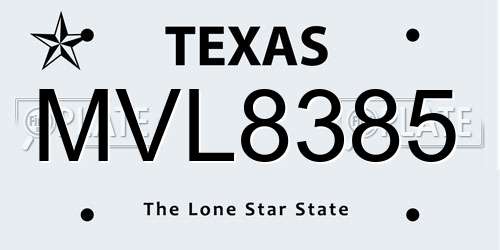 MVL8385 Texas License Plate