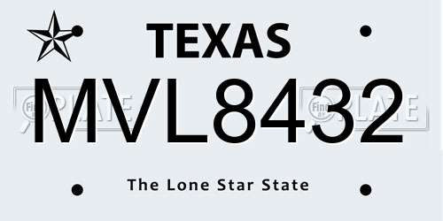 MVL8432 Texas License Plate