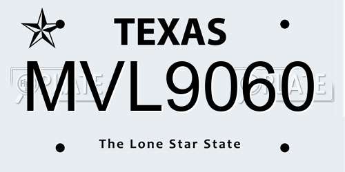 MVL9060 Texas License Plate