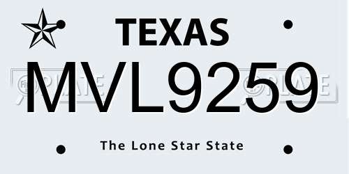 MVL9259 Texas License Plate