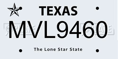 MVL9460 Texas License Plate