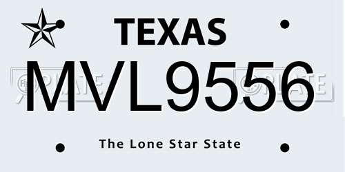 MVL9556 Texas License Plate