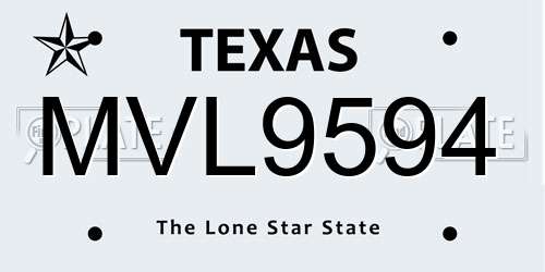 MVL9594 Texas License Plate