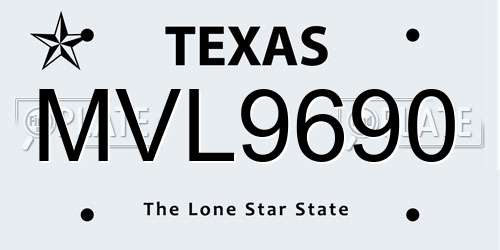 MVL9690 Texas License Plate