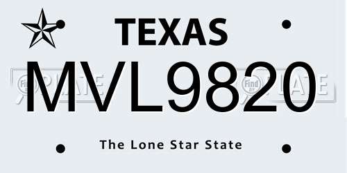 MVL9820 Texas License Plate