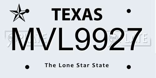 MVL9927 Texas License Plate
